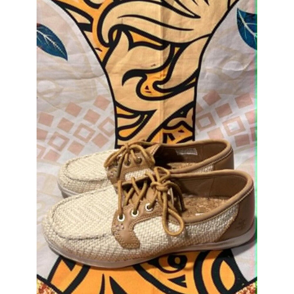 Skechers 136765 Natural Woven Leather Boat Shoes – Women’s 7 - Picture 2 of 9